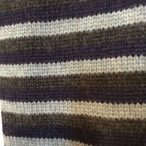 Brora striped cashmere scarf navy, lt blue, gray